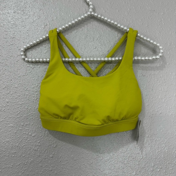 Lululemon Energy Bra Size 4 Cup Medium Support  Yellow Pear - Picture 1 of 5